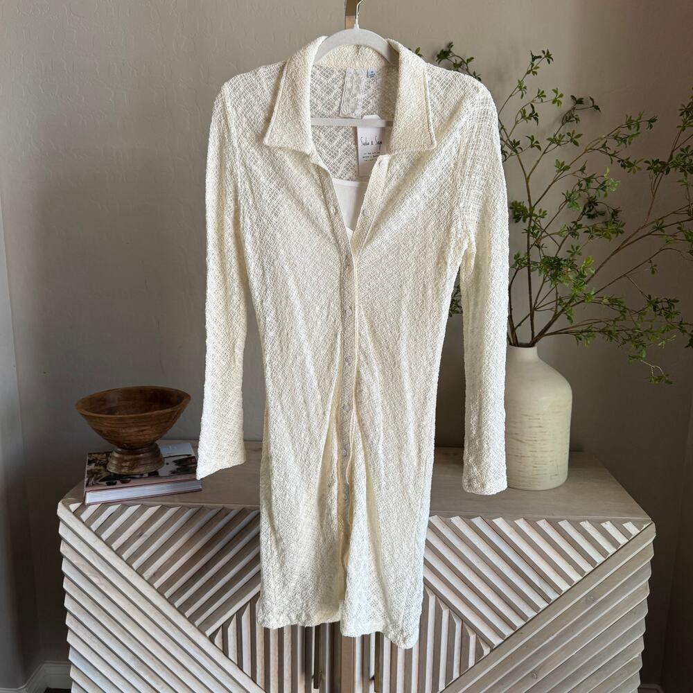 Sadie & Sage Textured Button Front Collared Dress… - image 1